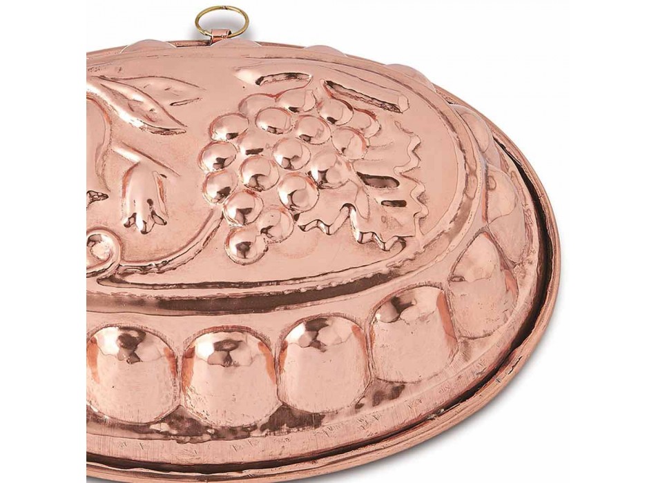 Deserturi Tigaie ovală pentru tort în cupru conservat cu mână cu decor - Gianfilippo Viadurini