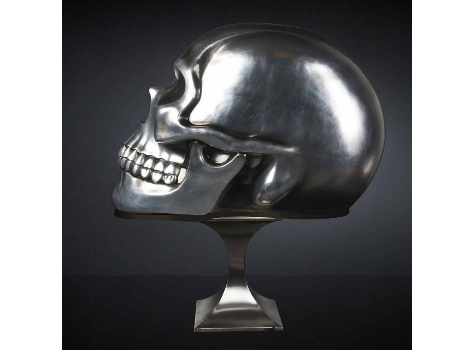 Statuie în formă de craniu din ceramică argintie Made in Italy - Craniu Viadurini