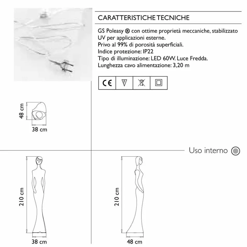 Design de podea cu statui luminoase cu lumină led pentru interior - Penelope de Myyour Viadurini