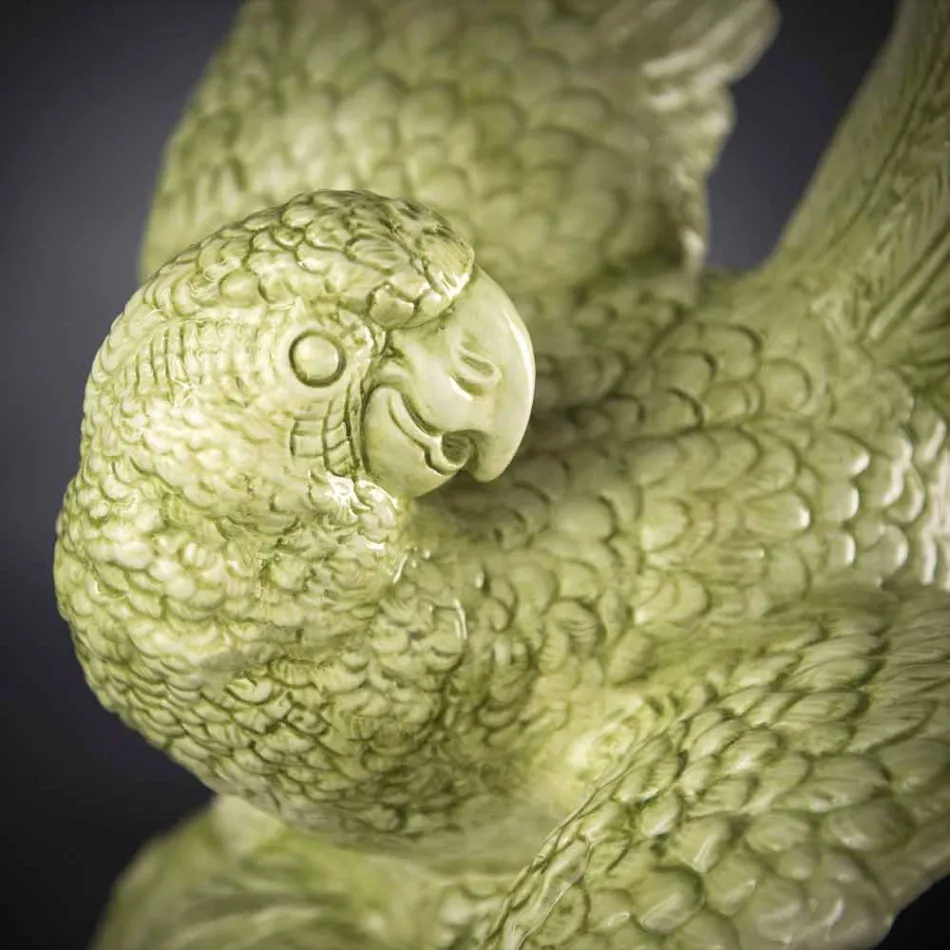 Figurina din ceramică în formă de papagal Fabricată manual în Italia - Pagallo Viadurini