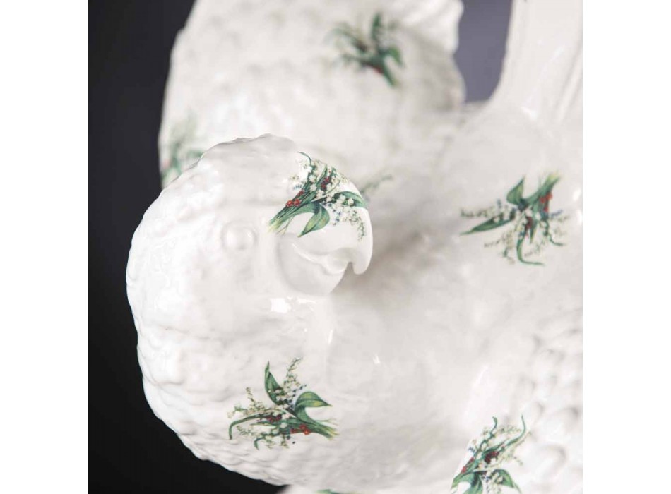 Figurina din ceramică în formă de papagal Fabricată manual în Italia - Pagallo Viadurini