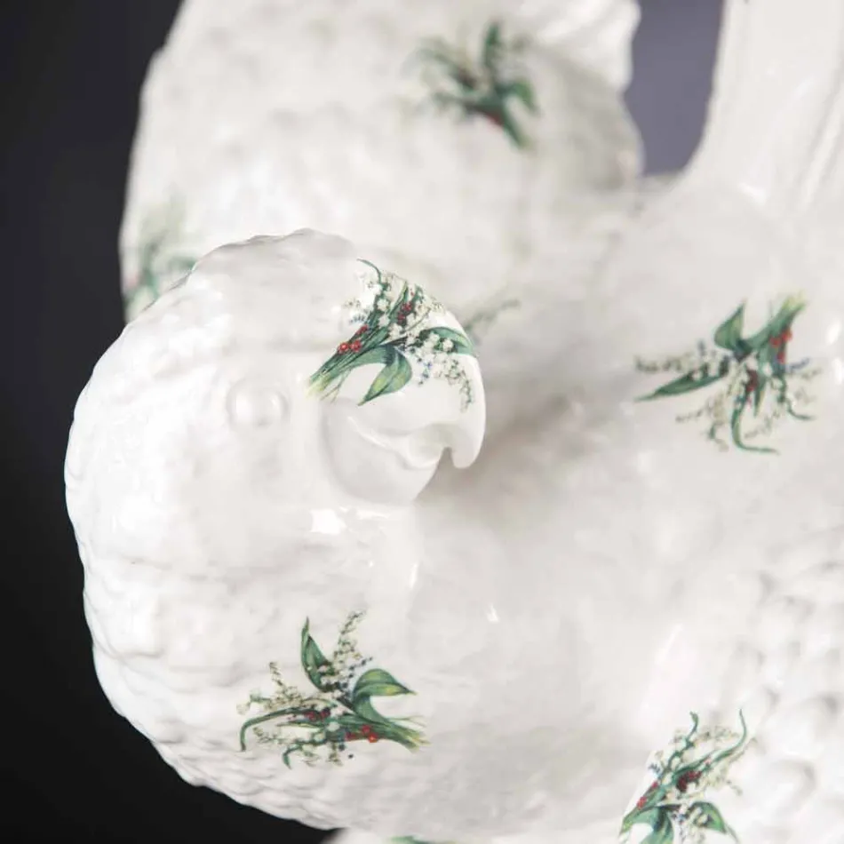 Figurina din ceramică în formă de papagal Fabricată manual în Italia - Pagallo Viadurini