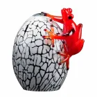 Figurină colorată în formă de ou real cu broască fabricată în Italia - Huevo Viadurini
