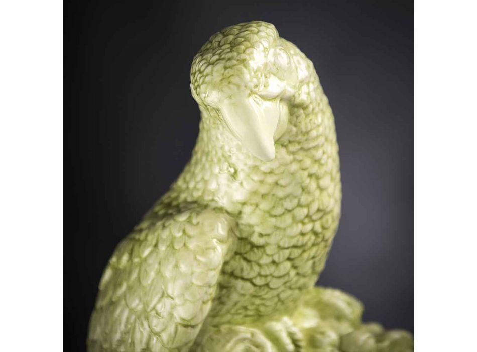 Figurină ceramică realizată manual, în formă de papagal, fabricată în Italia - Pagallo Viadurini