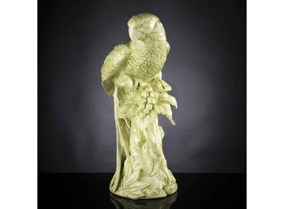 Figurină ceramică realizată manual, în formă de papagal, fabricată în Italia - Pagallo Viadurini