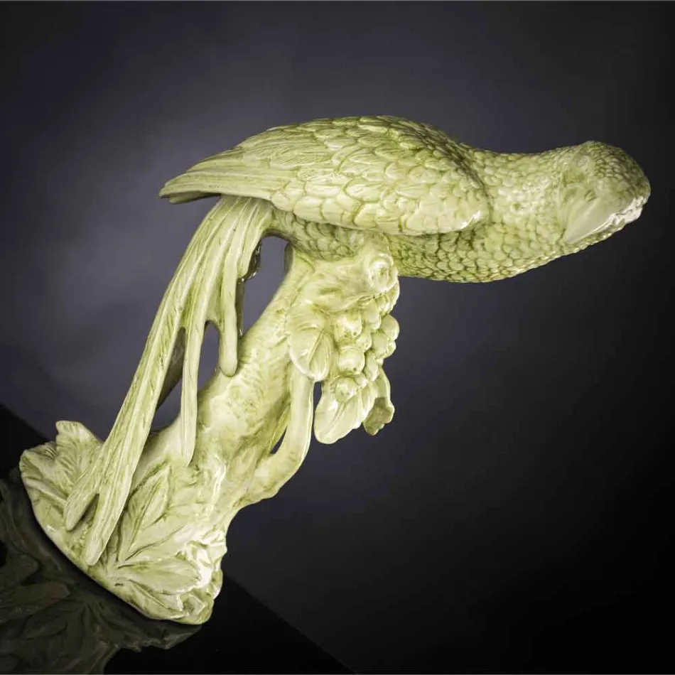 Figurină ceramică realizată manual, în formă de papagal, fabricată în Italia - Pagallo Viadurini