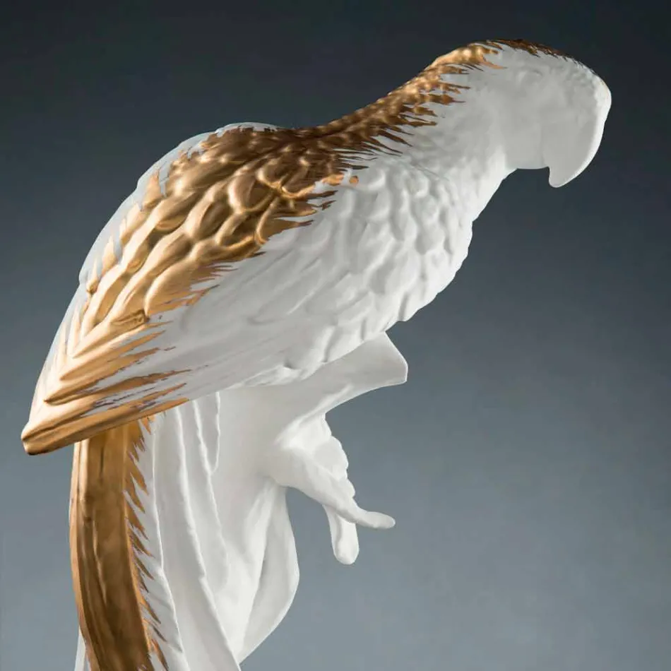 Figurină ceramică realizată manual, în formă de papagal, fabricată în Italia - Pagallo Viadurini
