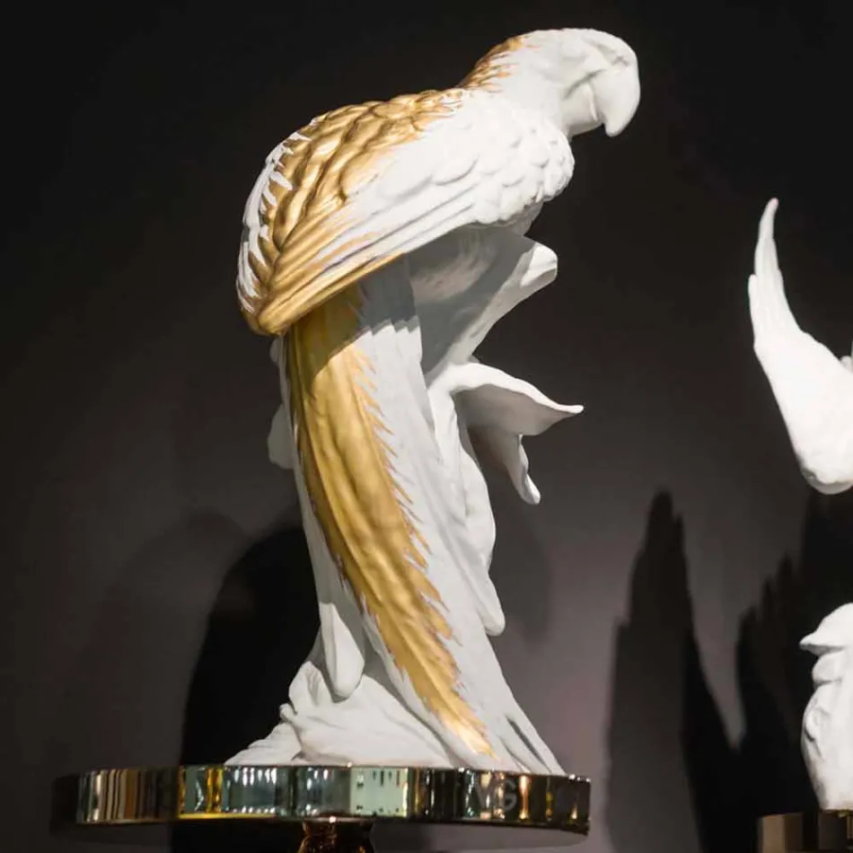 Figurină ceramică realizată manual, în formă de papagal, fabricată în Italia - Pagallo Viadurini