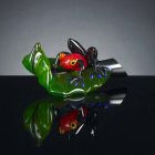 Figurina decorativă în formă de broască pe frunză de sticlă Made in Italy - Frunză Viadurini