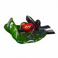 Statuie decorativă în formă de broască pe o frunză din sticlă Made in Italy - Frunză