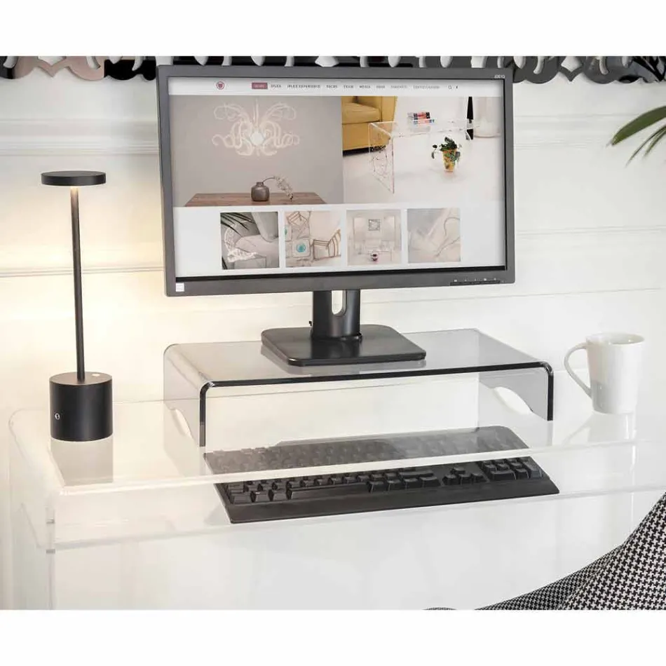 Stand pentru monitor în design italian transparent sau fumat din plexiglas - Nerd Viadurini