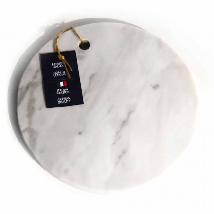 Placă de tăiat din marmură albă de Carrara, de design rotund, fabricată în Italia - Masha Viadurini