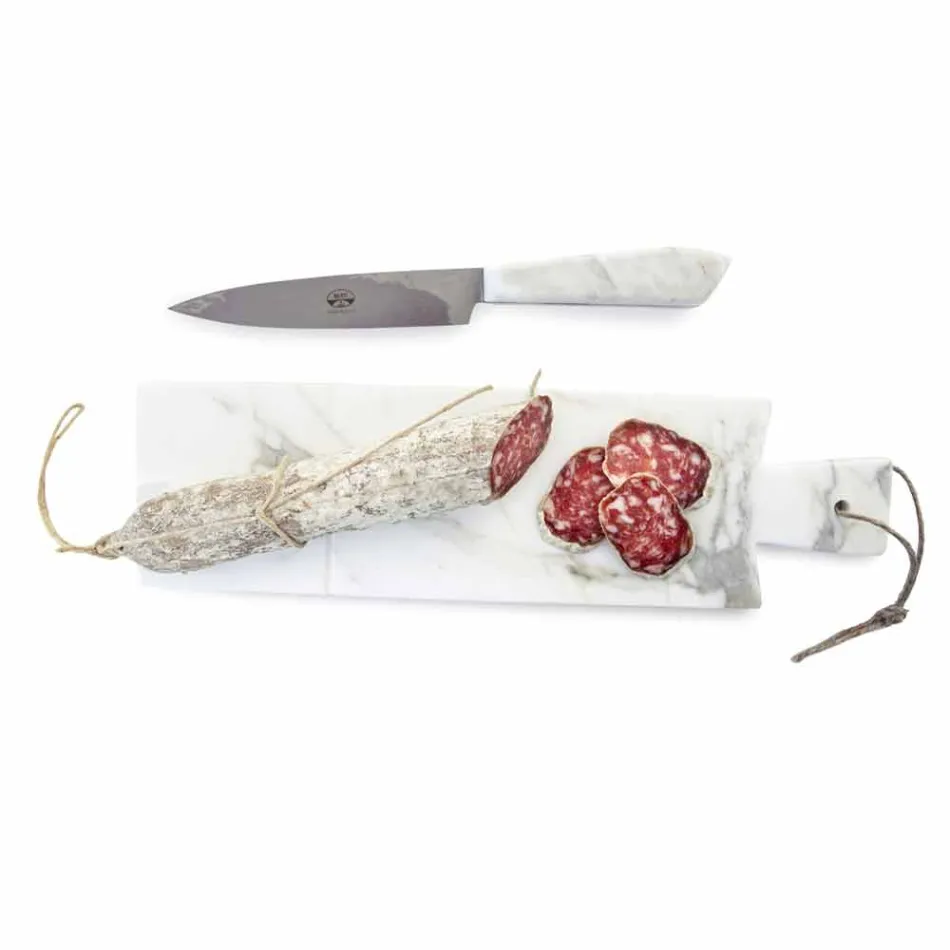 Tăieță modernă din marmură albă de Carrara Fabricată în Italia - Biblon Viadurini