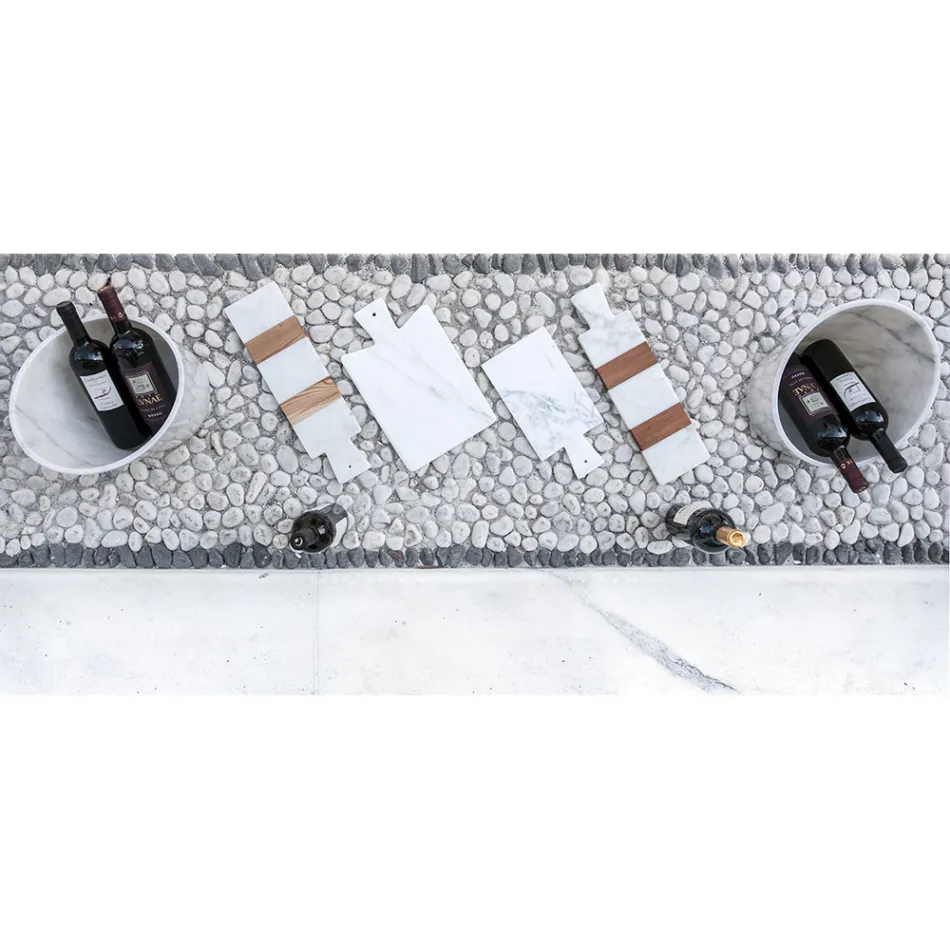 Tăieță modernă din marmură albă de Carrara Fabricată în Italia - Biblon Viadurini