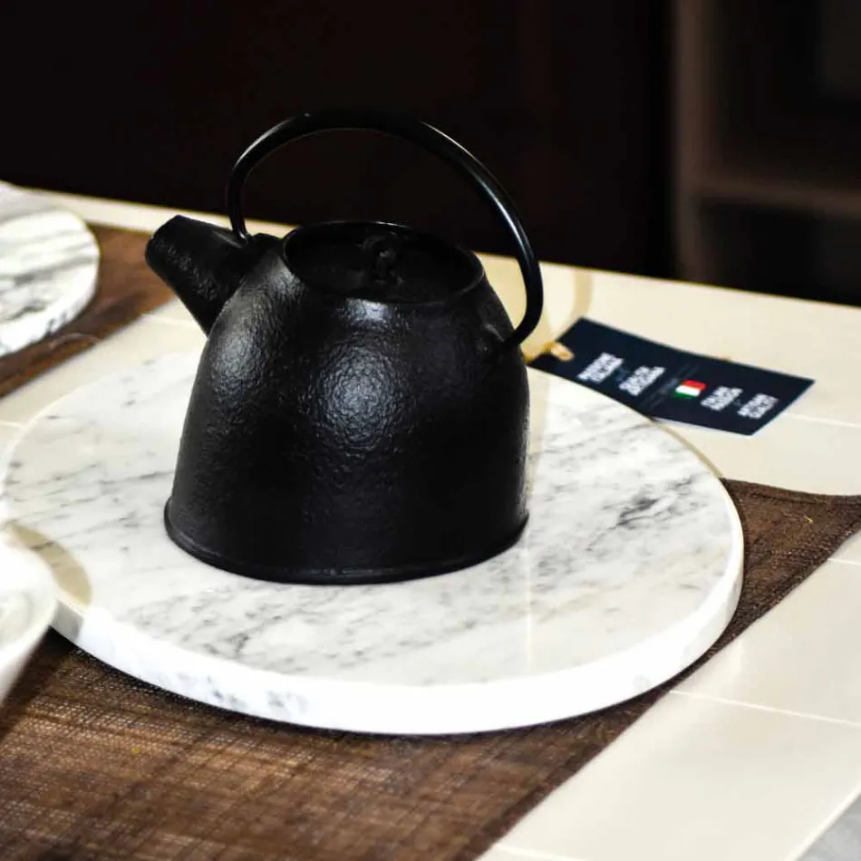 Placă de tăiere ovală modernă din marmură albă de Carrara Made in Italy - Masha Viadurini