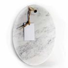 Placă de tăiere ovală modernă din marmură albă de Carrara Made in Italy - Masha Viadurini