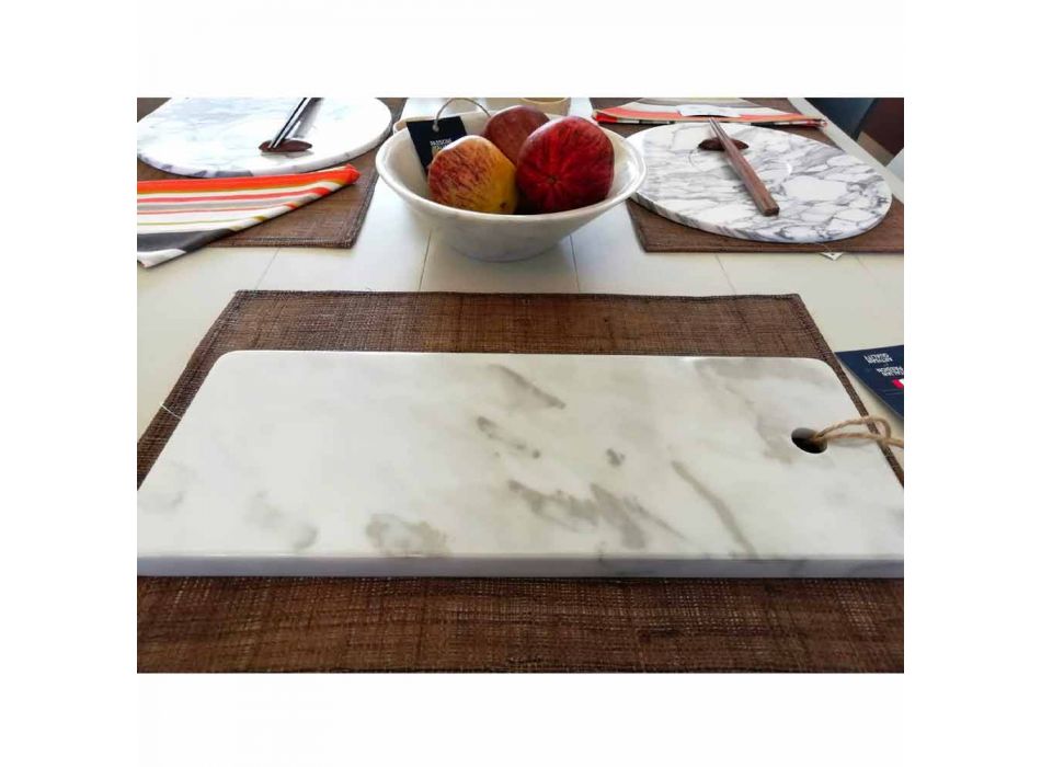 Masă de tăiat dreptunghiulară din marmură albă de Carrara Fabricată în Italia - Masha Viadurini
