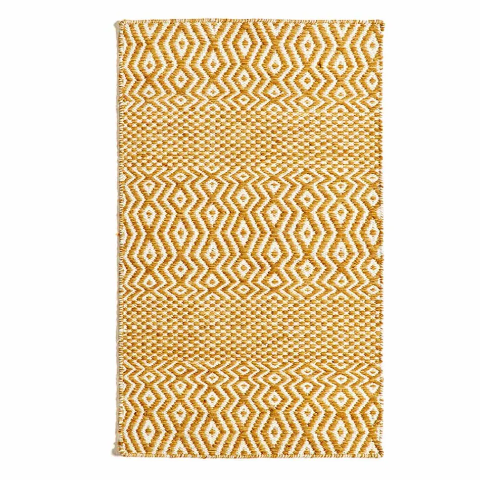 Covor de living cu design modern din lana si bumbac lucrat manual - Minera Viadurini