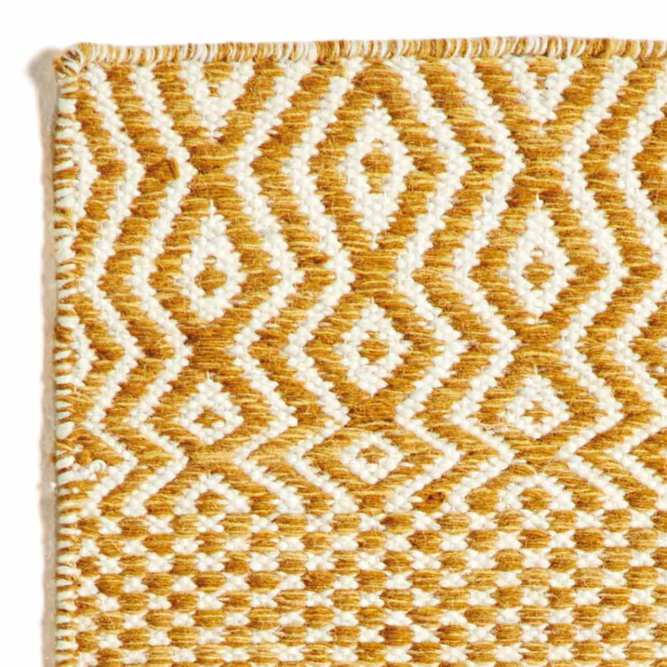 Covor de living cu design modern din lana si bumbac lucrat manual - Minera Viadurini