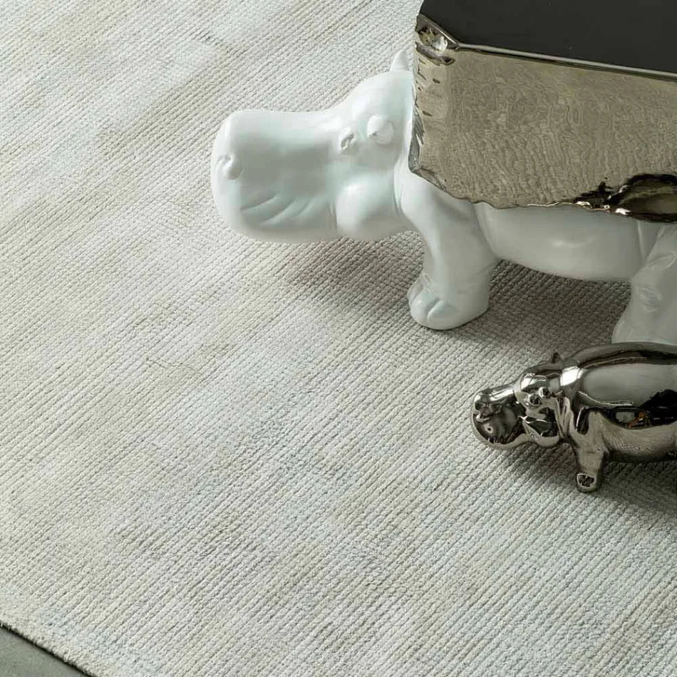 Covor modern de living din bumbac și viscoză, țesut manual - Mătăsos Viadurini