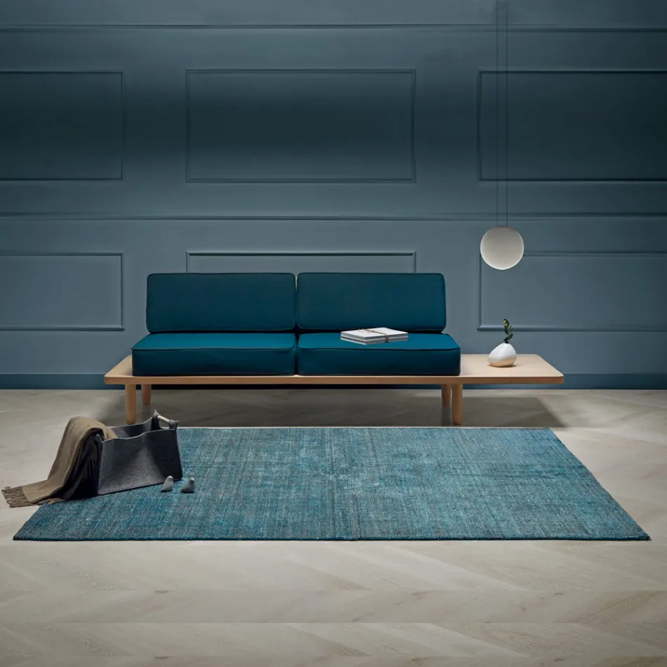 Covor de sufragerie produs pe războaie manuală din viscoză, lână și bumbac - Cristel Viadurini