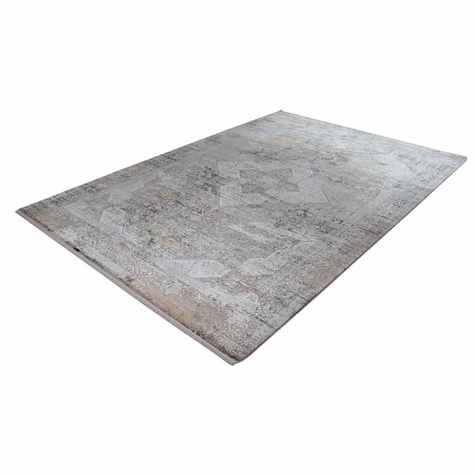 Covor designer în vâscoză și gri gri acrilic cu design - președinte Viadurini