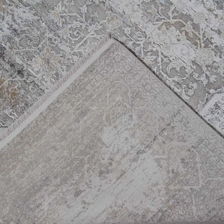 Covor designer în vâscoză și gri gri acrilic cu design - președinte Viadurini