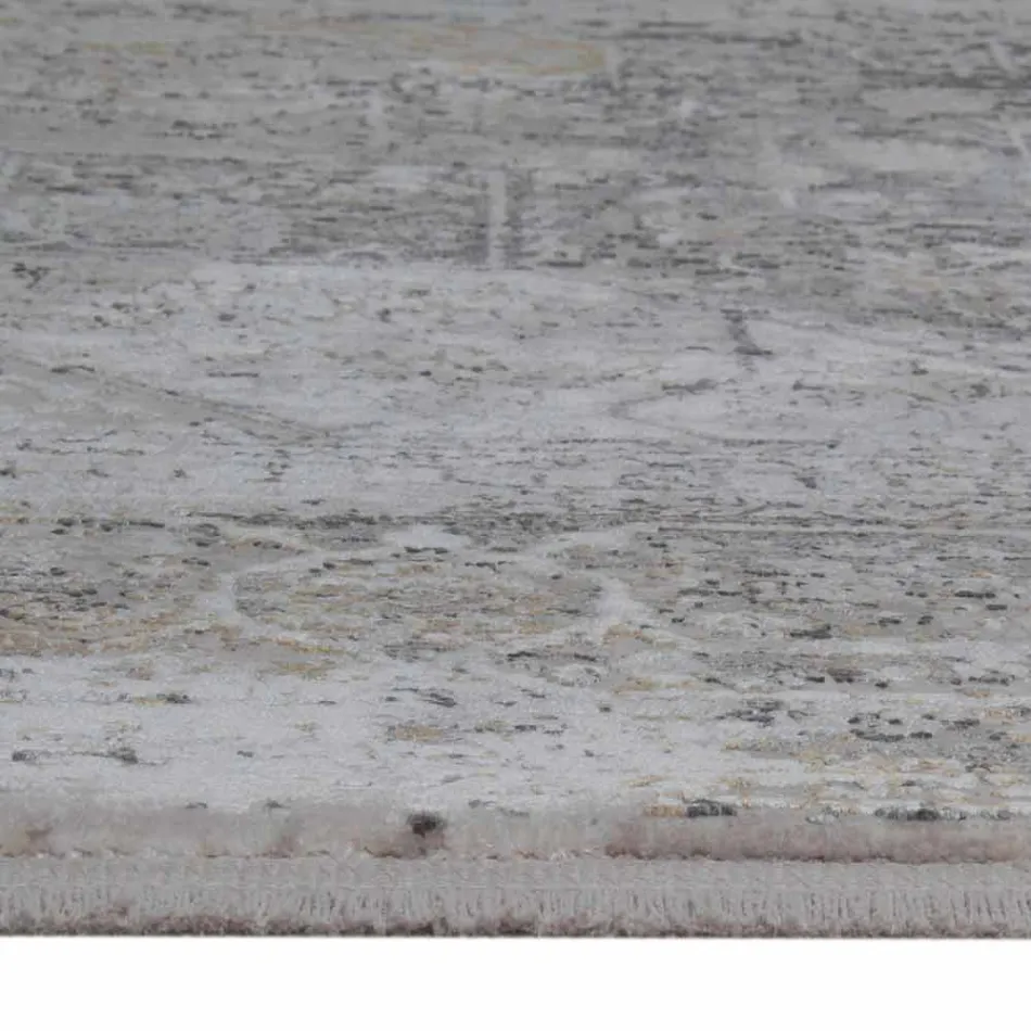 Covor designer în vâscoză și gri gri acrilic cu design - președinte Viadurini