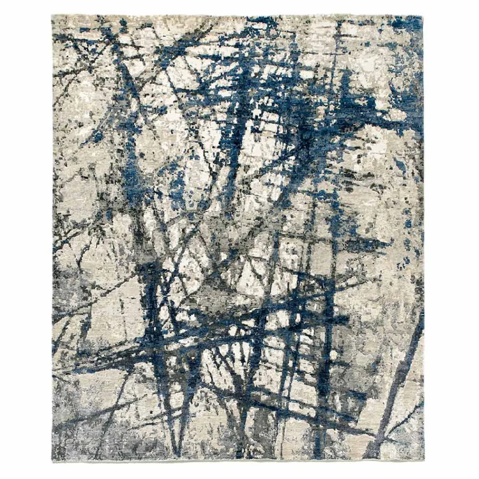 Covor de sufragerie cu model modern, din mătase și lână de bambus - Laptops Viadurini