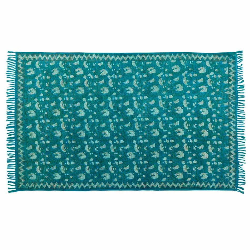 Covor dreptunghiular din material colorat cu ciucuri - Fibraù Viadurini