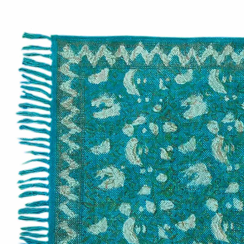 Covor dreptunghiular din material colorat cu ciucuri - Fibraù Viadurini