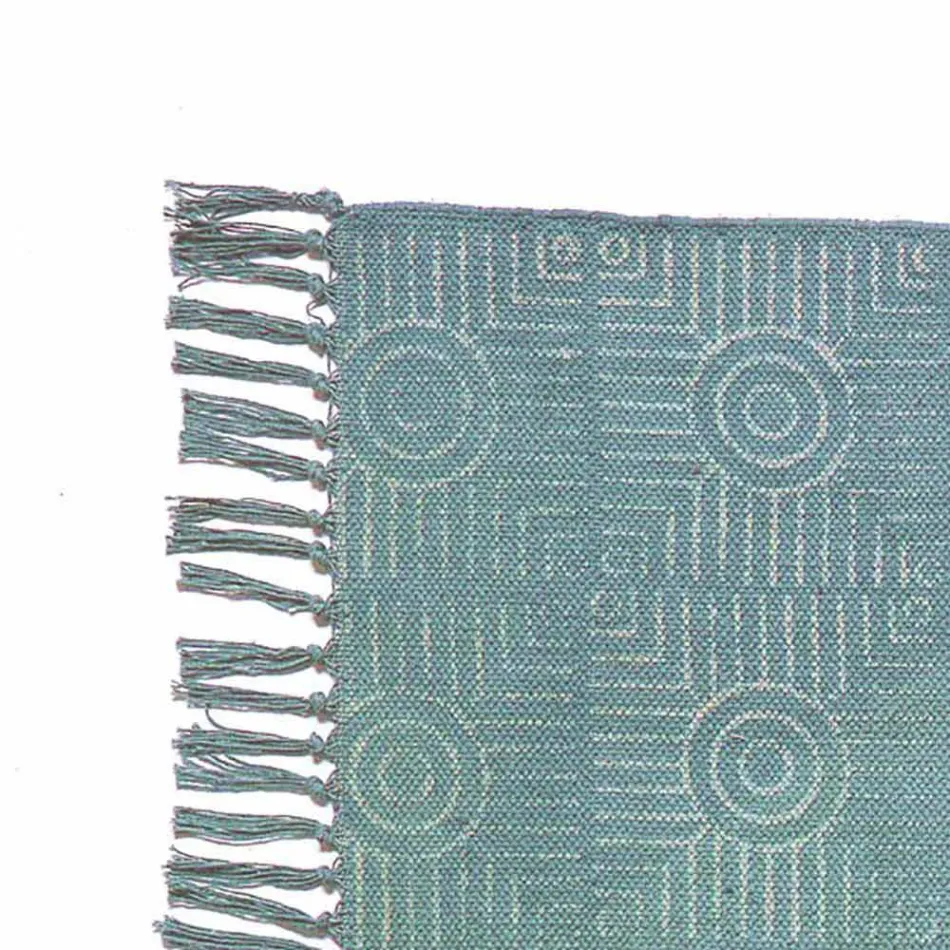 Covor dreptunghiular din material colorat cu ciucuri - Fibraù Viadurini