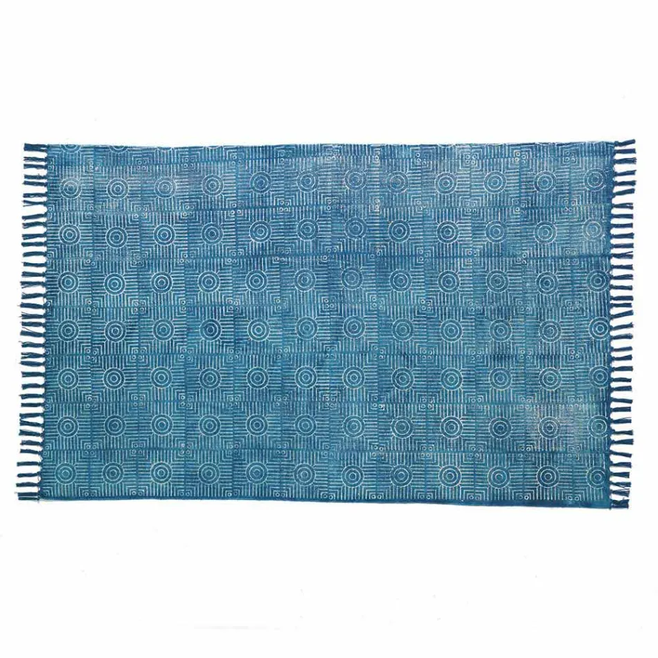 Covor dreptunghiular din material colorat cu ciucuri - Fibraù Viadurini