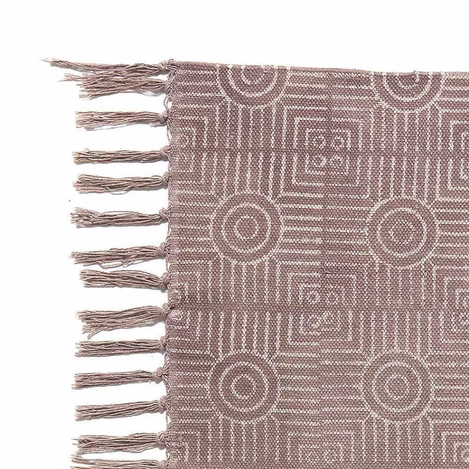 Covor dreptunghiular din material colorat cu ciucuri - Fibraù Viadurini