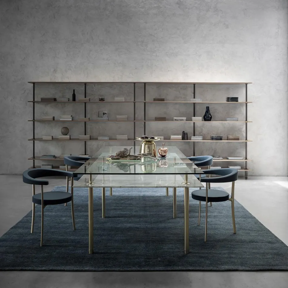 Covor lucrat manual țesut în India Lână de înaltă calitate și mătase de bambus - Anella Viadurini