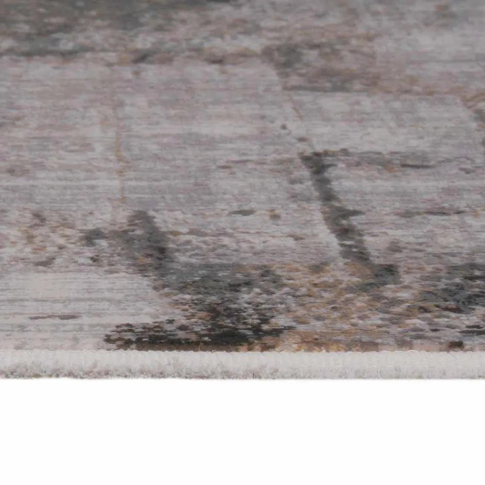 Covor anti-alunecare gri bej în vascoză și acrilic cu design - președinte Viadurini