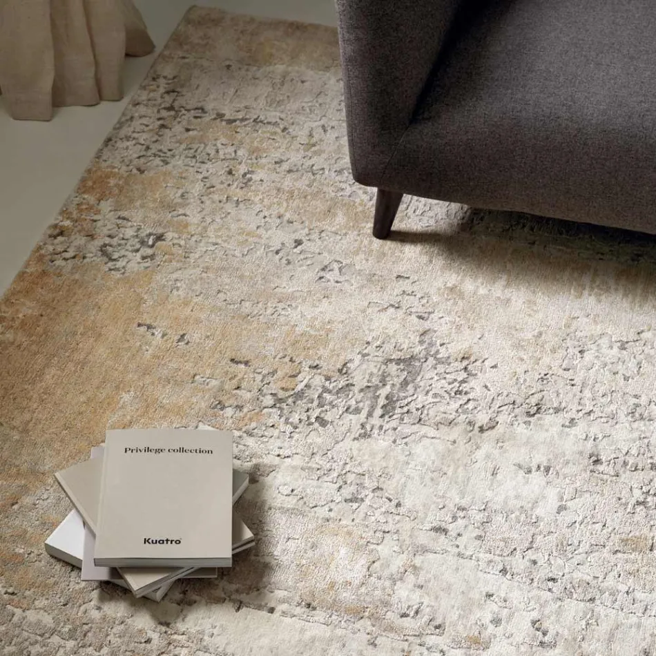 Covor de sufragerie cu design modern și elegant din mătase și lână de bambus - Pasha Viadurini