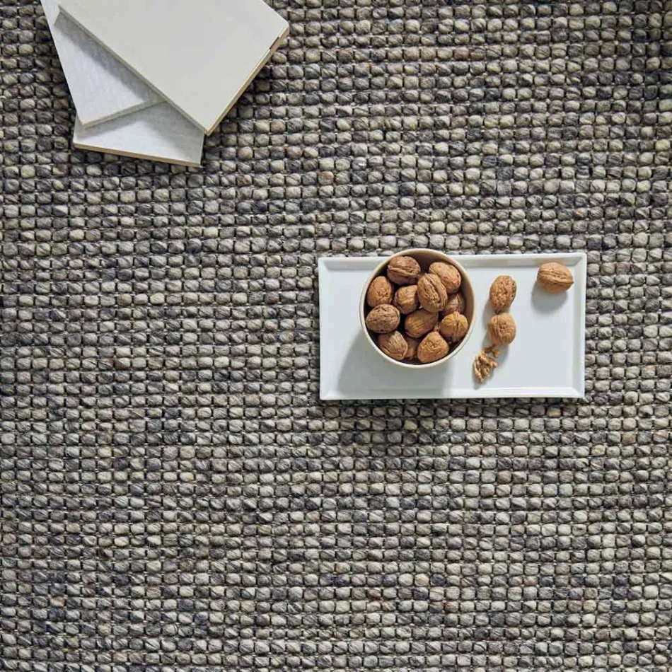 Covor modern din lână și bumbac țesut manual pentru sufragerie - Relict Viadurini