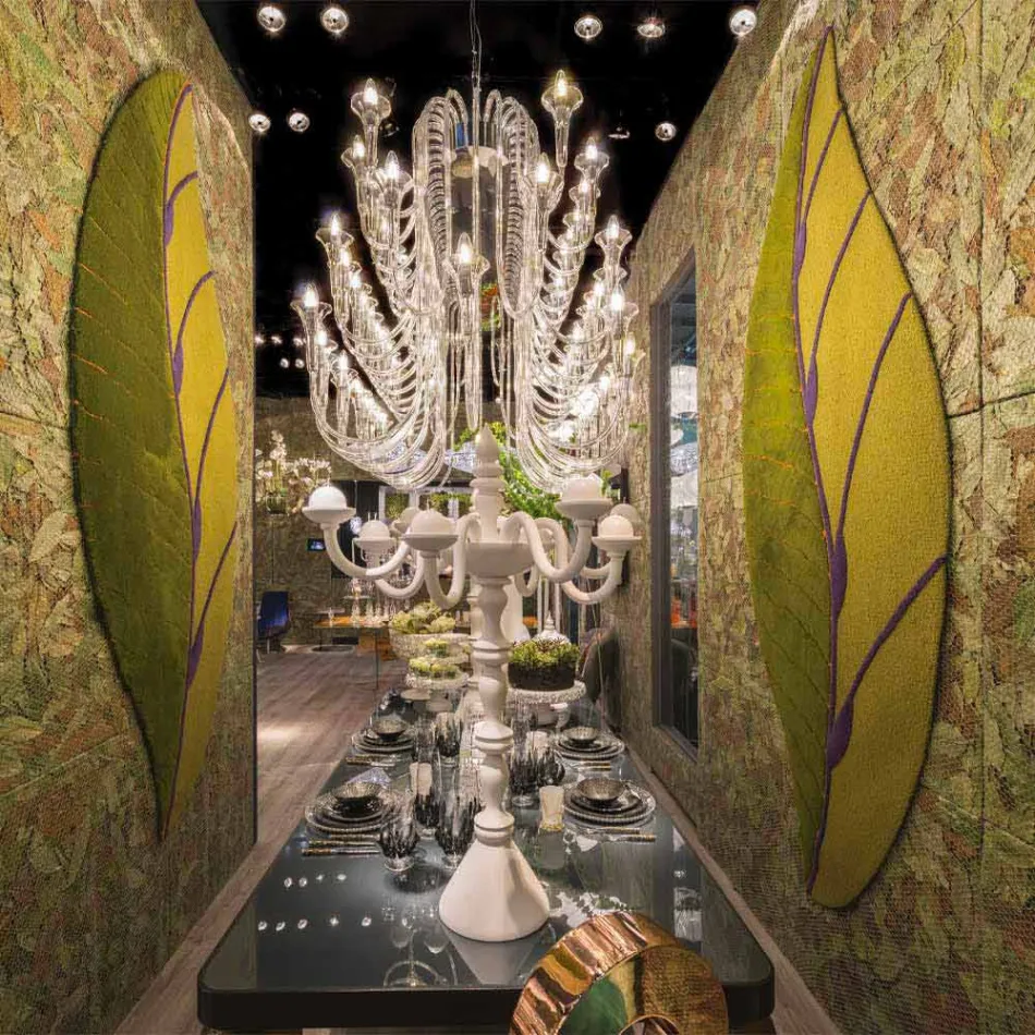 Covor de sufragerie în formă de frunze, din lână tuftată manual, fabricat în Italia - Acino Viadurini