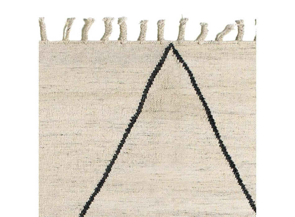 Covor de sufragerie din lana si bumbac cu design geometric modern - Metria Viadurini