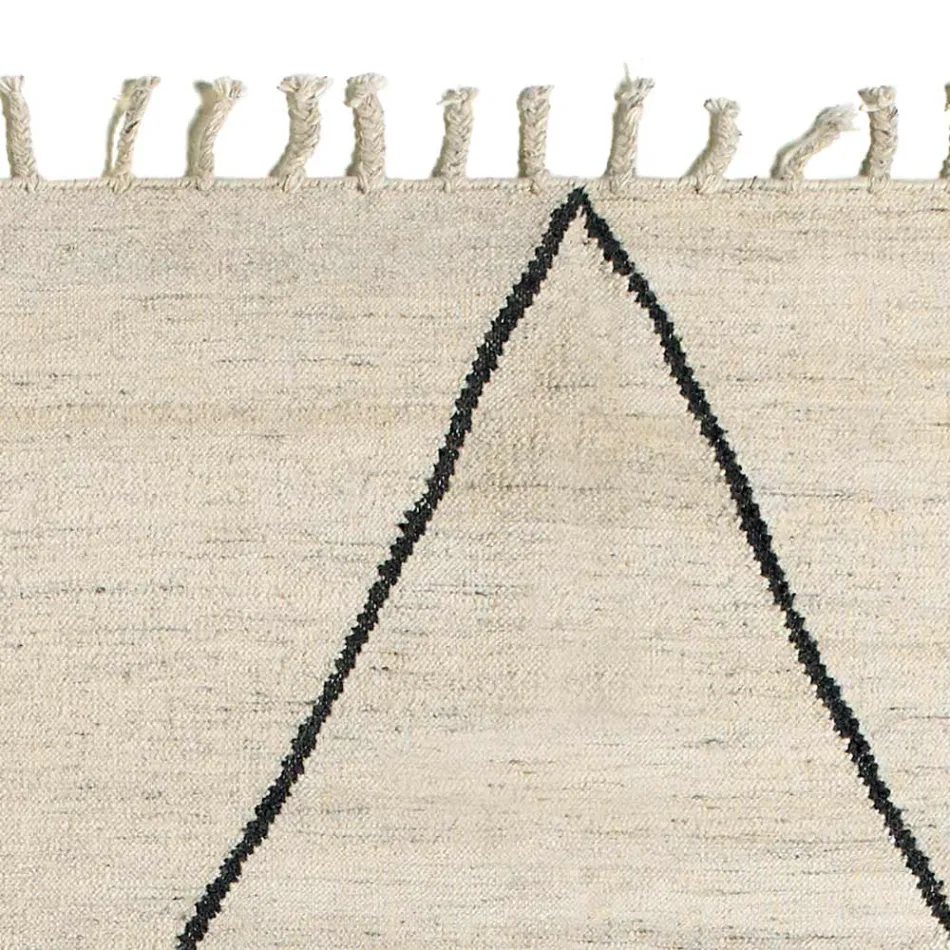 Covor de sufragerie din lana si bumbac cu design geometric modern - Metria Viadurini