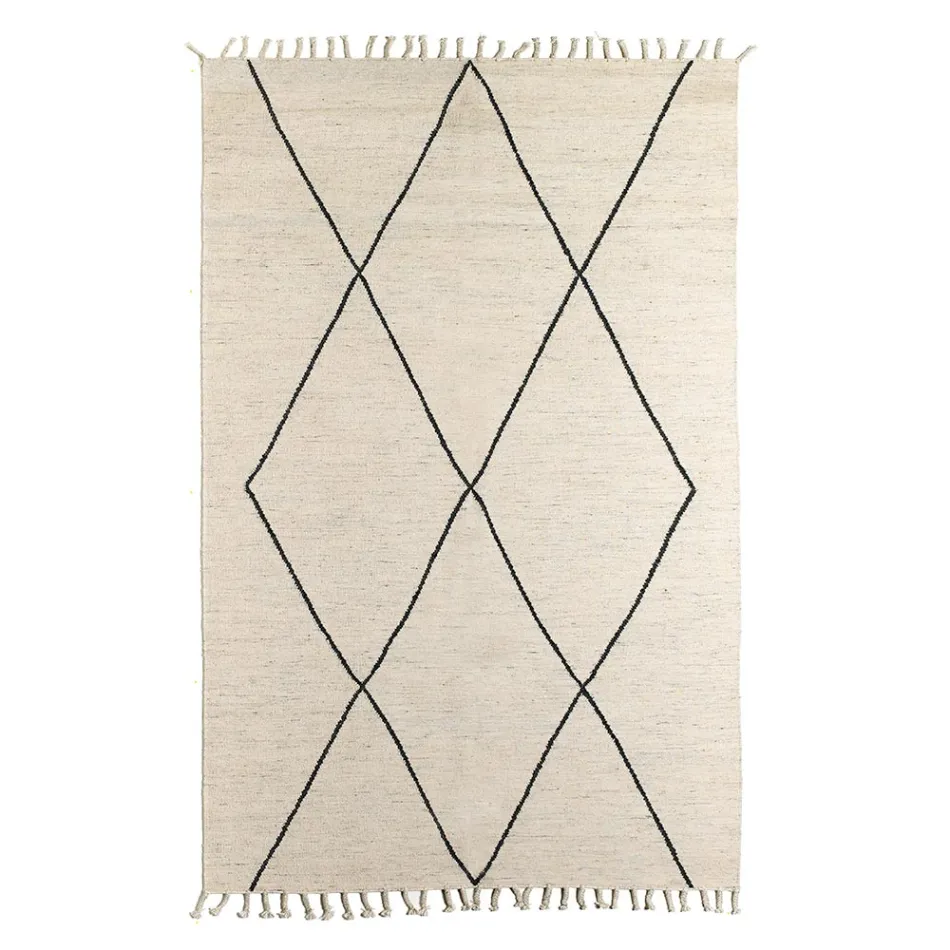 Covor de sufragerie din lana si bumbac cu design geometric modern - Metria Viadurini