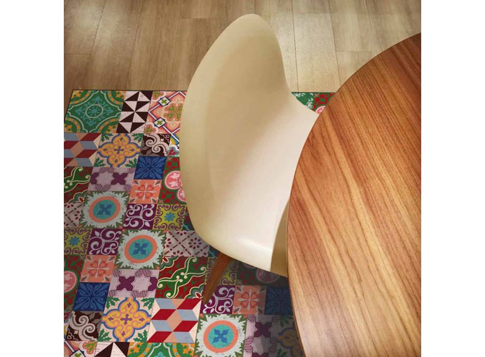 Covor de sufragerie modern în vinil cu fantezie colorată - Timio Viadurini