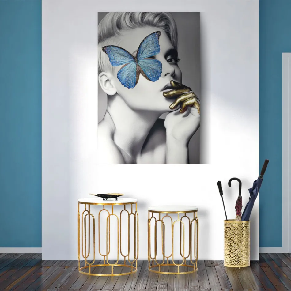 Mese de cafea în rășină cu efect de fier și marmură aurie 2 bucăți - Pietro Viadurini