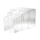 Masute Cafea Sufragerie din Cristal Acrilic Minimal Transparent 3 Piese - Cecco Viadurini