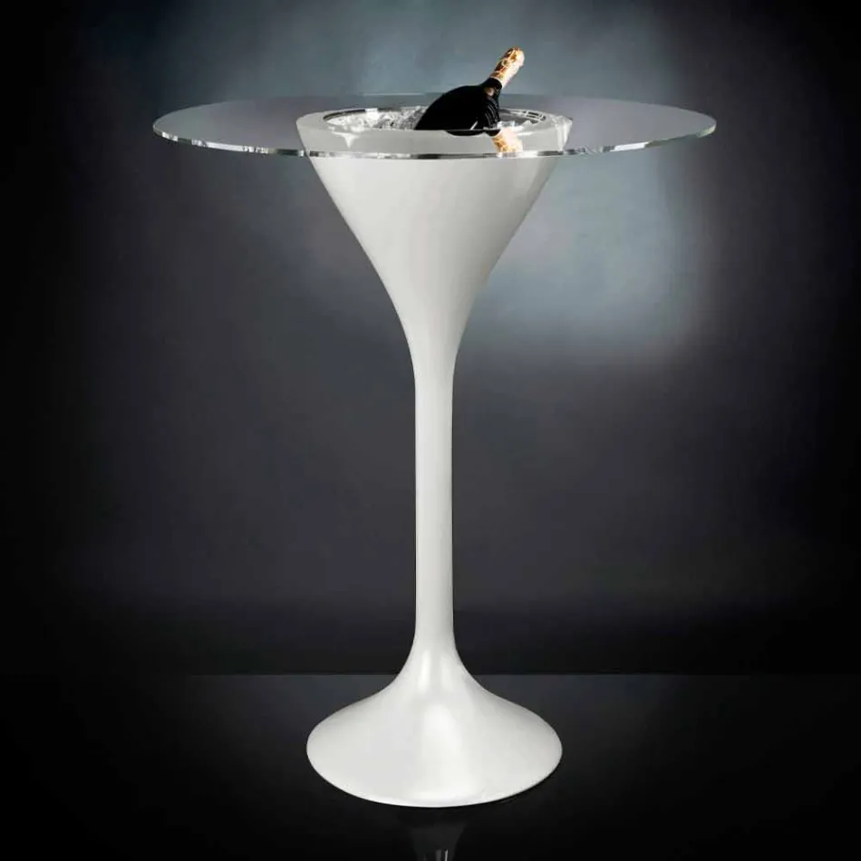 Masă de cafea înaltă din sticlă și polietilenă cu suport pentru sticle Made in Italy - Cracovia Viadurini