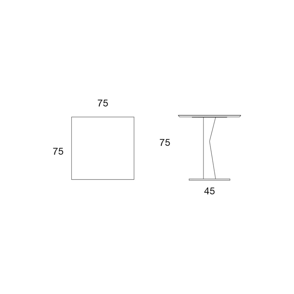 Masuta de cafea patrata inalta din metal inclinat si blat din ceramica mata - Coriko Viadurini