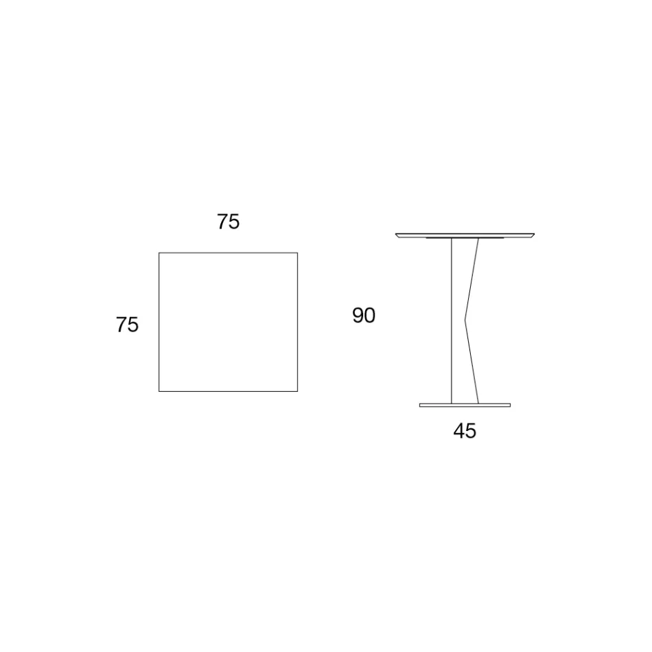 Masuta de cafea patrata inalta din metal inclinat si blat din ceramica mata - Coriko Viadurini