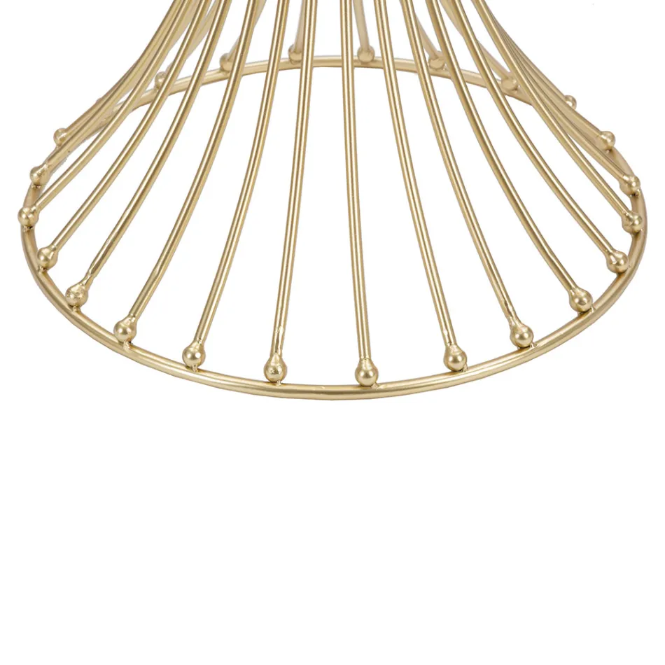 Masuta de cafea rotunda inalta din fier auriu cu sfere si blat din sticla afumata - Dexter Viadurini