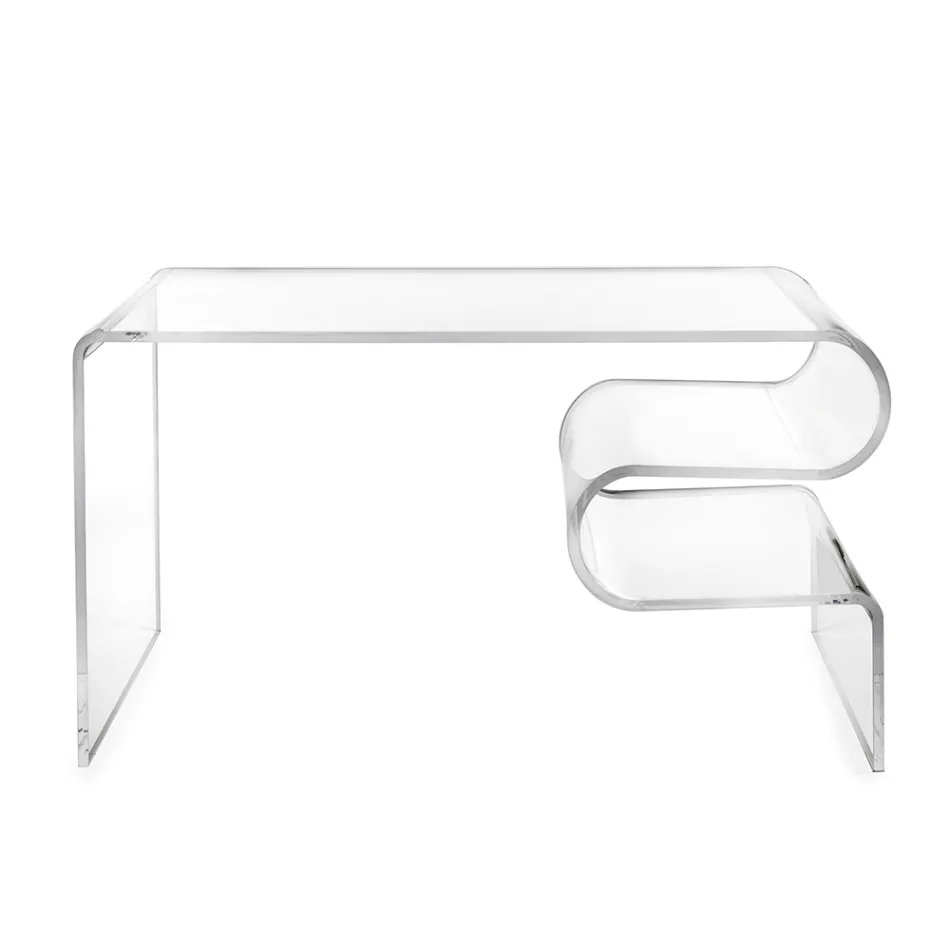 Masă de cafea Dennis din plexiglas transparent, fabricată în Italia Viadurini